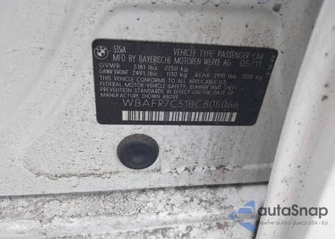 2011 BMW 535I z USA, uszkodzony, nr VIN WBAFR7C51BC805066